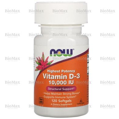 Вітамін Д-3, Д3, Vitamin D-3, D3, Now Foods, 10 000 МО, 120 капсул
