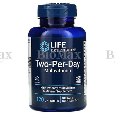 Мультивитамины, Дважды в день, Two-Per-Day Tablets, Life Extension, 120 капсул