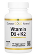 Витамин D3 + К2, Vitamin D3 + K2, 5000 МО/120 мкг, California Gold Nutrition, 180 капсул