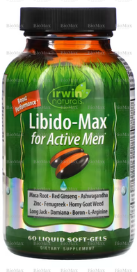 Комплекс для чоловіків, Libido-Max fo Active Male, Irwin Naturals, 60 капсул