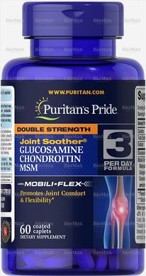 Глюкозамін хондроїтин і МСМ, Double Strength Glucosamine, Chondroitin MSM, Puritan's Pride, 60 капсул