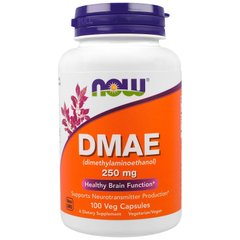 Диметиламіноетанол, DMAE, Now Foods, 250 мг, 100 капсул