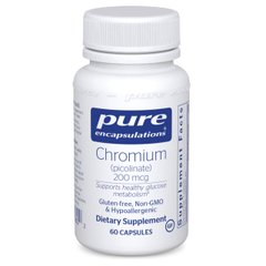 Хром пиколинат, Chromium picolinate, Pure Encapsulations, 200 мкг, 60 капсул