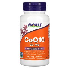 Коэнзим Q10, CoQ10, Now Foods, 30 мг, 120 капсул
