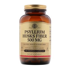 Подорожник, Psyllium Husks Fiber, Solgar, 500 мг, 200 капсул