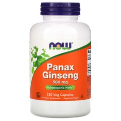 Женьшень, Panax Ginseng,  Now Foods, 500 мг 250 капсул