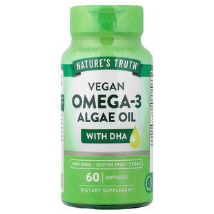 Омега-3 з олії з водоростей з ДГК, Vegan Omega-3 Algae Oil, Nature's Truth, веган, 60 веганських гелевих капсул