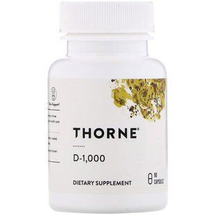 Витамин D3, Vitamin D, Thorne, 1000 МЕ, 90 капсул (25 мкг на капсулу)