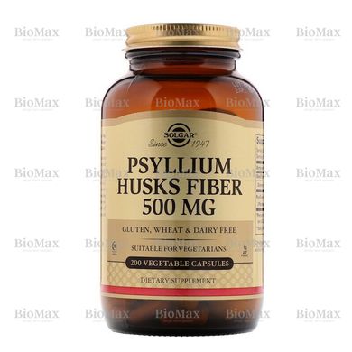 Подорожник, Psyllium Husks Fiber, Solgar, 500 мг, 200 капсул