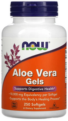 Алоэ вера, Aloe Vera Gels, Now Foods, 250 капсул