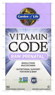 Сирі вітаміни для вагітних, Raw Prenatal, Garden of Life, Vitamin Code, 90 капсул