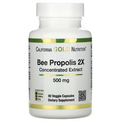 Бджолиний прополис, 2X, California Gold Nutrition, концентрований екстракт, 500 мг, 90 вегетаріанских капсул