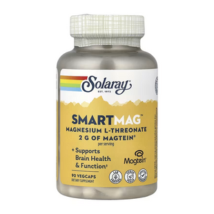 Магній L-треонат, SmartMag&trade; Magnesium L-Threonate, Solaray, 90 вегетаріанських капсул (48 мг в одній капсулі)