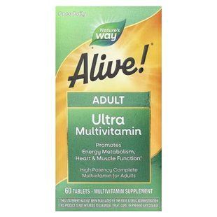Мультивітаміни Alive!, прийом один раз на день, Alive!&reg; Adult Ultra Multivitamin, Nature's Way, 60 таблеток