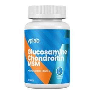 Глюкозамин, хондроитин и МСМ, Glucosamine Chondroitin MSM, VPLab, 90 таблеток