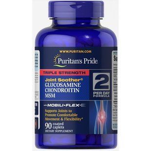 Для суглобів, Triple Strength Glucosamine, Chondroitin & MSM, Puritan's Pride, 90 капсул
