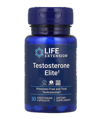 Тестостерон, Testosterone Elite, Life Extension, 30 вегетарианских капсул