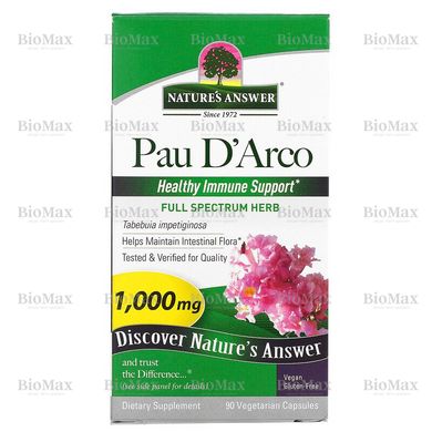 По д'арко, Кора мурашиного дерева, Pau D'Arco, Nature's Answer, 1000 мг, 90 капсул