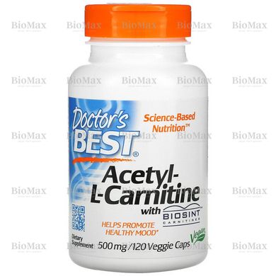 Ацетил-Л-Карнітин, Acetyl-L-Carnitine, Doctor's Best, 500 мг 120 капсул