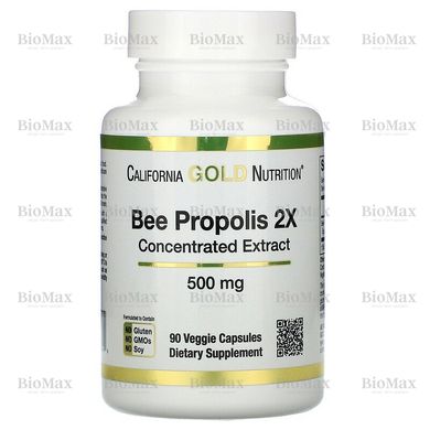 Бджолиний прополис, 2X, California Gold Nutrition, концентрований екстракт, 500 мг, 90 капсул