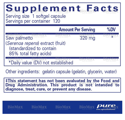 Со Пальметто (Saw Palmetto), Pure Encapsulations, 320 мг, 120 капсул