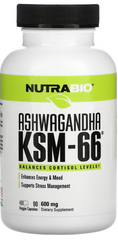 Ашваганда KSM-66, 600 мг, NutraBio, 90 капсул