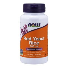 Красный дрожжевой рис, Red Yeast Rice, Now Foods, 600 мг 60 капсул