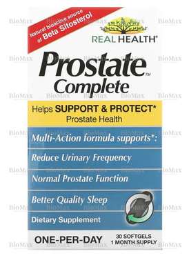 Комплекс для здоровья простаты с Со Пальметто (сереноей), Prostate Complete, Real Health, 30 гелевых капсул