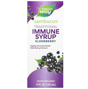 Чорна бузина, підтримка імунітету, Sambucus, Nature's Way, 50 мг, сироп, 120 мл