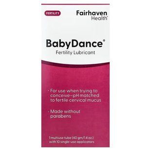 Змазка (лубрикант) для підвищення фертильності, BabyDance Fertility Lubricant, Fairhaven Health, 1 багаторазовий тюбик (40 г) з 10 одноразовими аплікаторами
