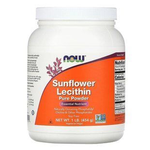 Подсолнечный лецитин, Sunflower Lecithin, Now Foods, чистый порошок, 454 г