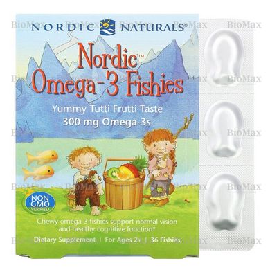 Цукерки Омега 3 рибки, Nordic Omega-3 Fishies, Nordic Naturals, 300 мг, 36 рибок
