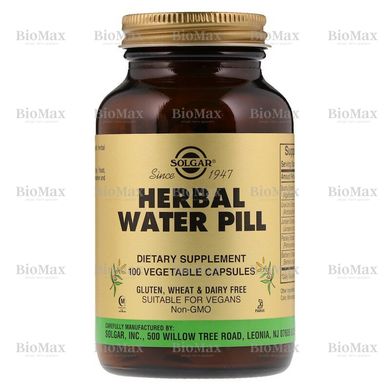 Мочегонное средство, Herbal Water Pill, Solgar, 100 капсул