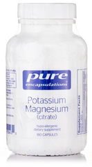 Калий и Магний (цитрат), Potassium Magnesium (citrate), Pure Encapsulations, поддерживает здоровье сердца, мышц, минерализации костей, нервов и кислотно-щелочного баланса, 70 мг/35 мг, 180 капсул
