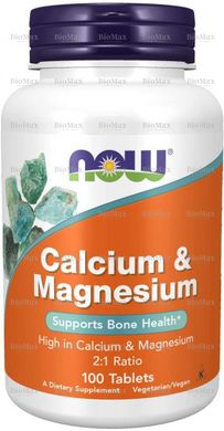 Кальций и магний, Calcium & Magnesium 2:1, Now Foods, 500/250 мг, 100 таблеток