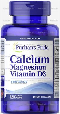 Кальций, Магний и Витамин Д, 1000мг/500мг/400 МО, Calcium Magnesium with Vitamin D, Puritan's Pride, 120 капсул