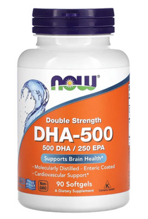 Омега 3, DHA-500 (Докозагексаєнова кислота), Now Foods, 90 капсул