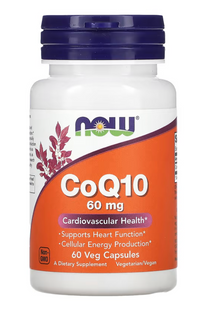 Коензим Q10, CoQ10, Now Foods, 60 мг, 60 вегетаріанських капсул