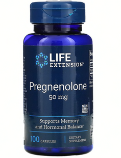 Прегненолон, Pregnenolone, Life Extension, 50 мг, 100 капсул