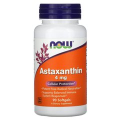 Астаксантин, Astaxanthin, Now Foods, 4 мг 90 капсул