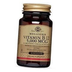Витамин В12, (цианокобаламин), Megasorb Vitamin B12, Solgar, 5000 мкг, 30 таблеток