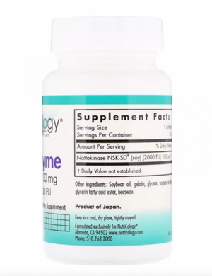 Наттокіназа, NattoZyme, Nattokinase, Nutricology, 100 мг, 60 капсул