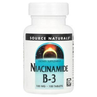 Ниацинамид (В-3), Niacinamide B-3, Source Naturals, 100 мг, 100 таблеток