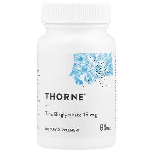 Цинк бісгліцинат, Zinc Bisglycinate, Thorne, 15 мг, 60 капсул