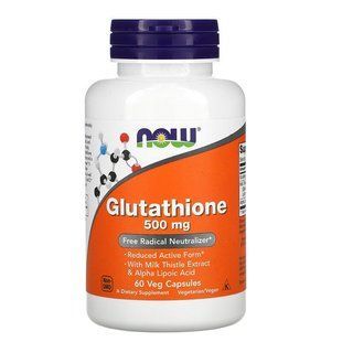 Глутатіон, Glutathione, Now Foods, 500 мг, 60 рослинних капсул