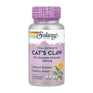 Котячий кіготь, Cat's Claw, Vital Extracts, Solaray, 200 мг, 30 вегетаріанських капсул