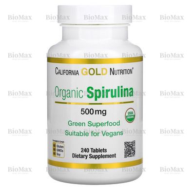 Спирулина, Spirulina, California Gold Nutrition, 500 мг, 240 таблеток