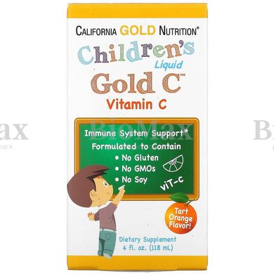 Витамин С для детей, Children's Liquid Gold Vitamin C, со вкусом апельсина, California Gold Nutrition, 118 мл