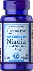 Ніацин, Вітамін В3, Flush Free Niacin, Puritan's Pride, 500 мг, 100 капсул