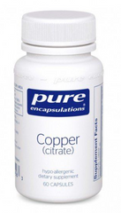 Медь (цитрат) с высокой биодоступностью, Copper (citrate), Pure Encapsulations, 2 мг, 60 капсул